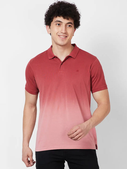 Raymond Contemporary Fit Printed Dark Maroon T-Shirt