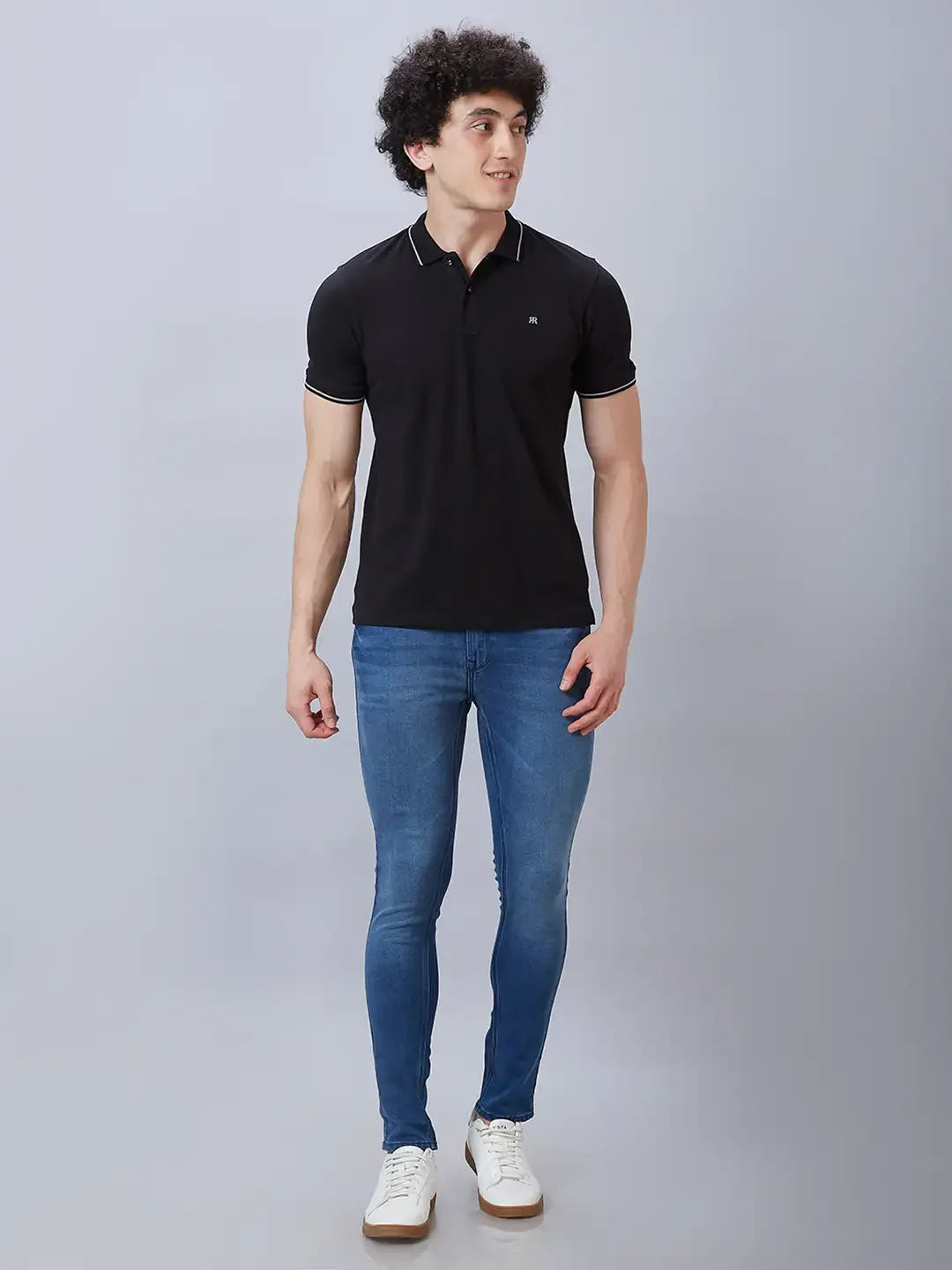 Raymond Men Black Solid Contemporary Fit Cotton T-Shirt