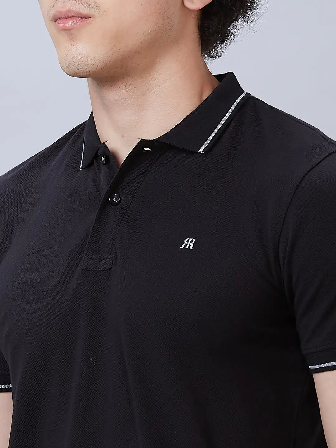 Raymond Men Black Solid Contemporary Fit Cotton T-Shirt