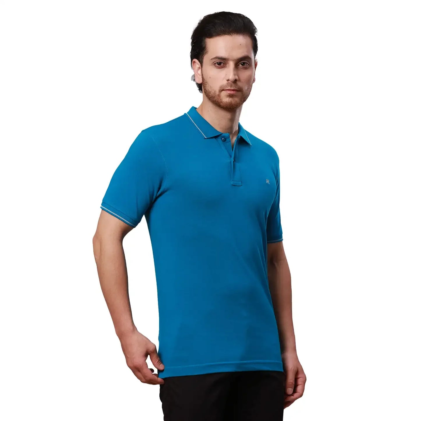 Raymond Men Petrol Solid Contemporary Fit Cotton T-Shirt