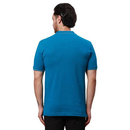 Raymond Men Petrol Solid Contemporary Fit Cotton T-Shirt