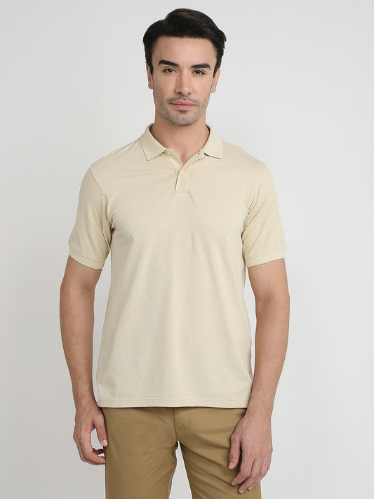 Raymond Men Brown Structure Regular Fit Modal Blend Half Sleeve T-Shirt