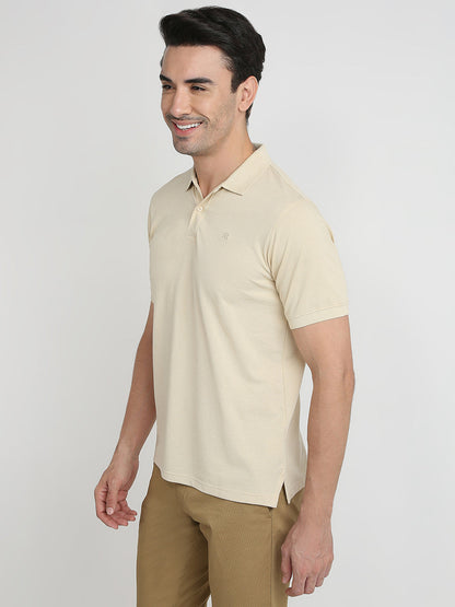 Raymond Men Brown Structure Regular Fit Modal Blend Half Sleeve T-Shirt