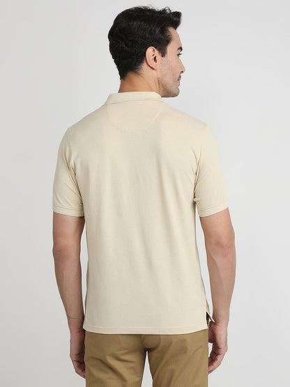 Raymond Men Brown Structure Regular Fit Modal Blend Half Sleeve T-Shirt