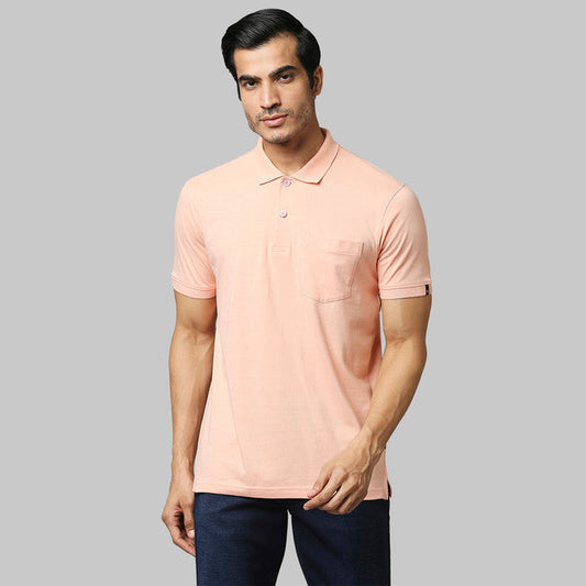 Raymond Men Pink Contemporary Fit Solid T-Shirt