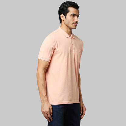 Raymond Men Pink Contemporary Fit Solid T-Shirt