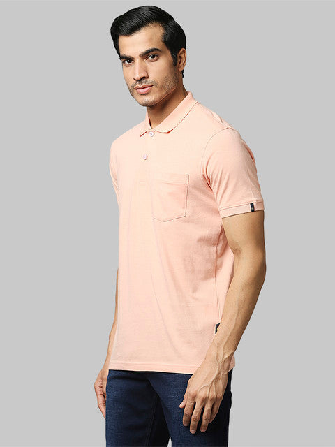 Raymond Men Pink Contemporary Fit Solid T-Shirt