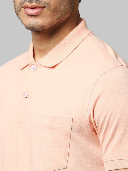 Raymond Men Pink Contemporary Fit Solid T-Shirt