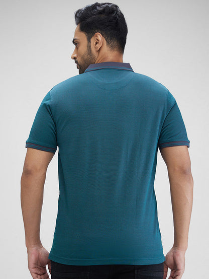 Raymond Green Solid Knit Contemporary Fit Cotton T-Shirt