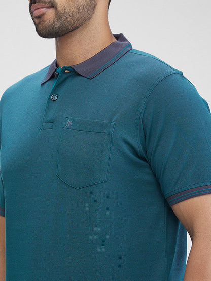 Raymond Green Solid Knit Contemporary Fit Cotton T-Shirt