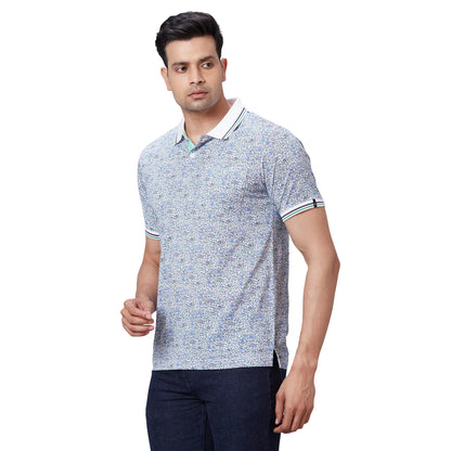 Men Blue Regular Fit Print Cotton T-Shirt