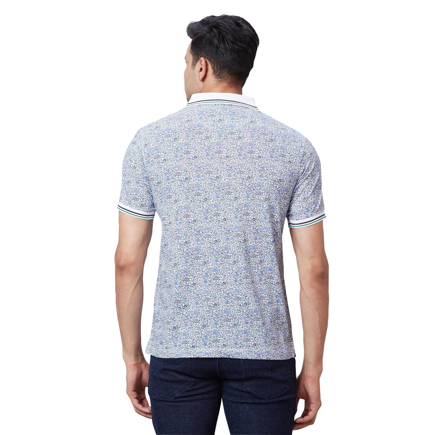 Men Blue Regular Fit Print Cotton T-Shirt