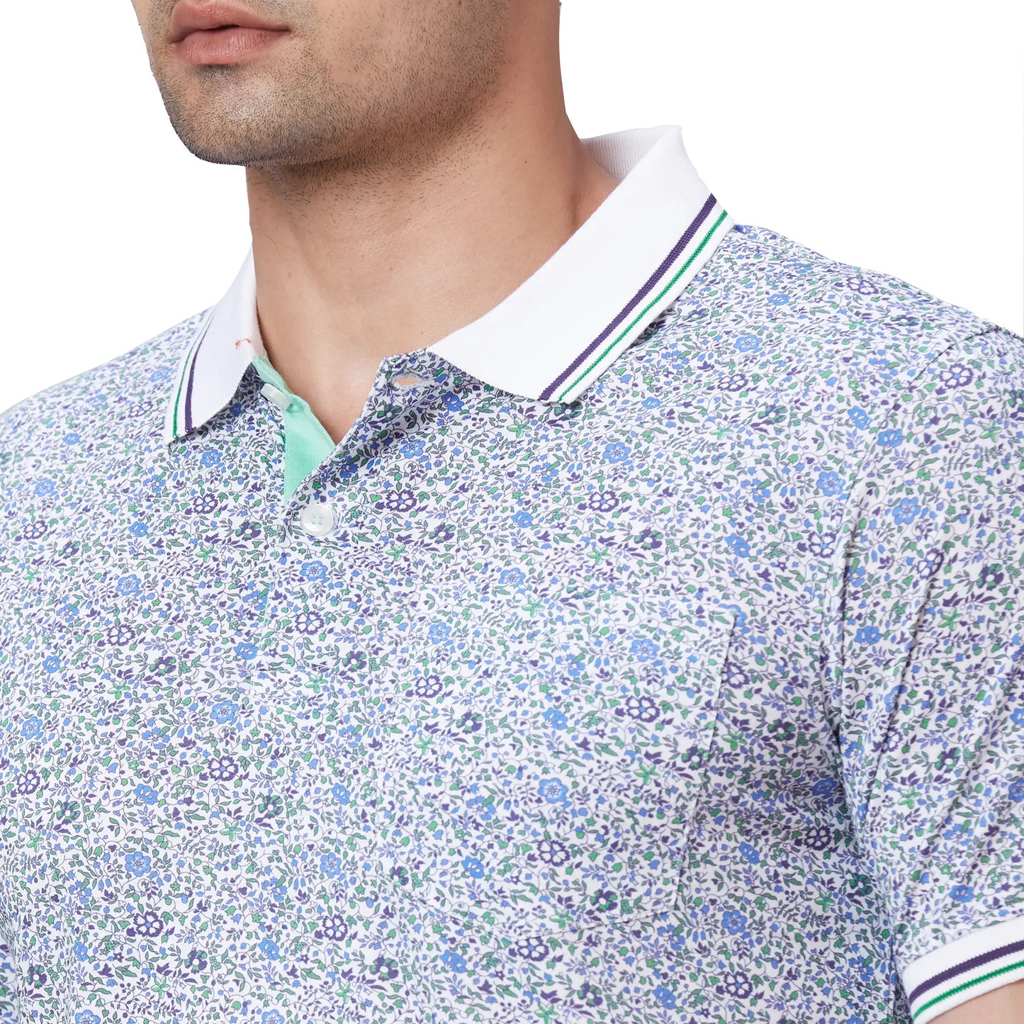 Men Blue Regular Fit Print Cotton T-Shirt