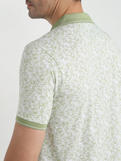 Raymond Men Green Printed Regular Fit Cotton Half Sleeve T-Shirt