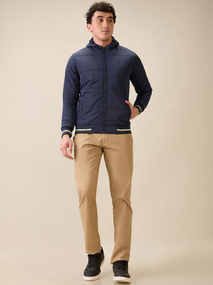 Raymond Men Blue Solid Regular Fit Polyester Full Sleeve Jacket