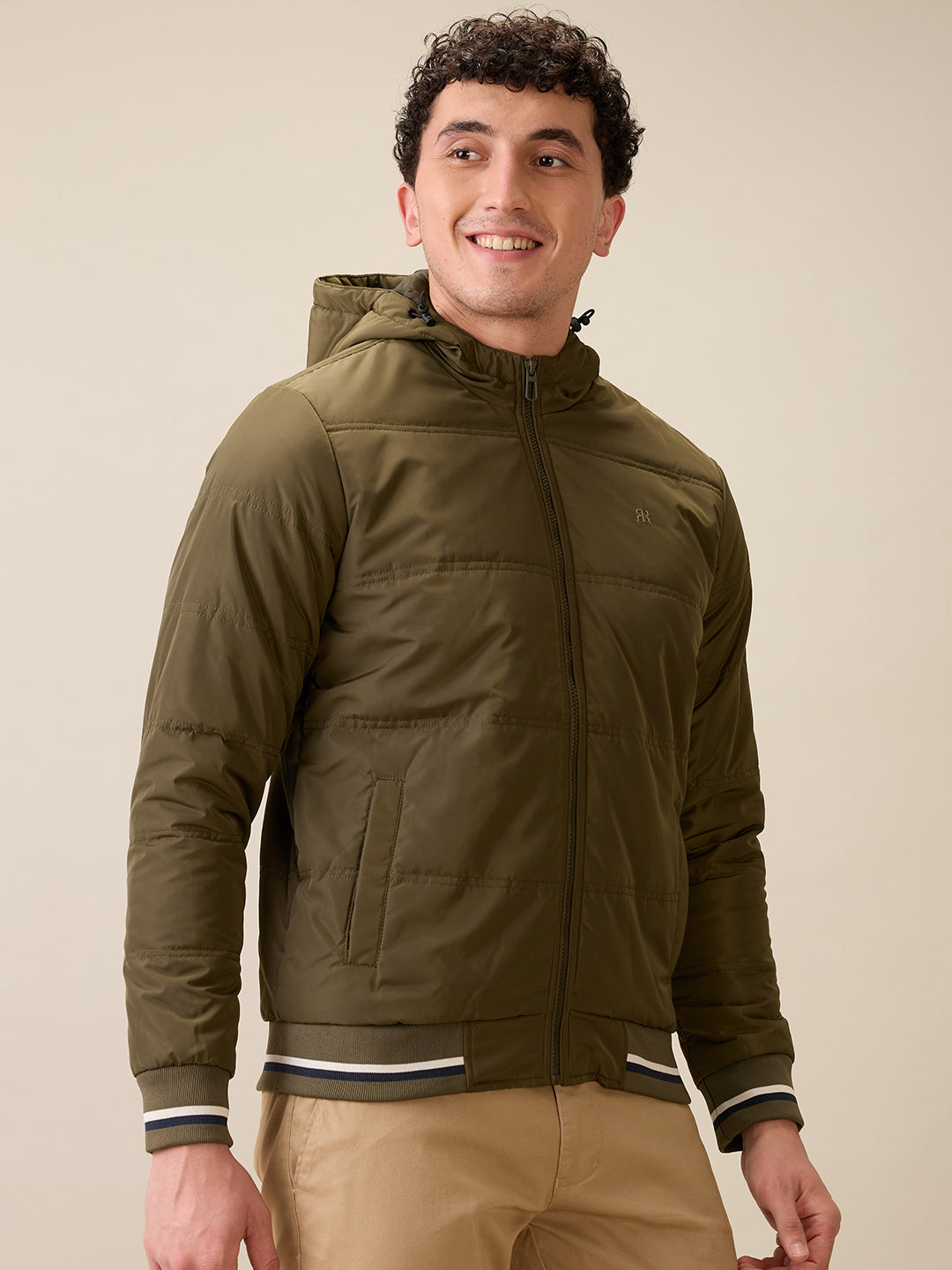 Raymond Men Green Solid Regular Fit Polyester Full Sleeve Jacket