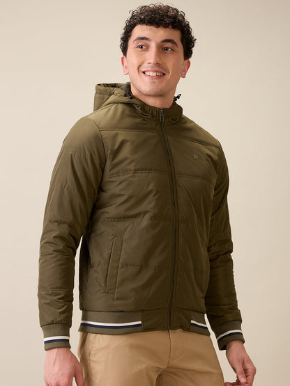 Raymond Men Green Solid Regular Fit Polyester Full Sleeve Jacket
