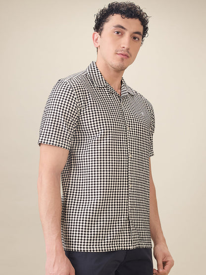 Raymond Men Black Printed Regular Fit Cotton Half Sleeve Casual Shirt