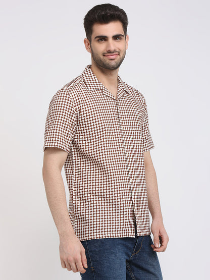 Raymond Men Brown Printed Regular Fit Cotton Casual Shirt