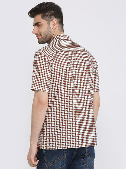 Raymond Men Brown Printed Regular Fit Cotton Casual Shirt