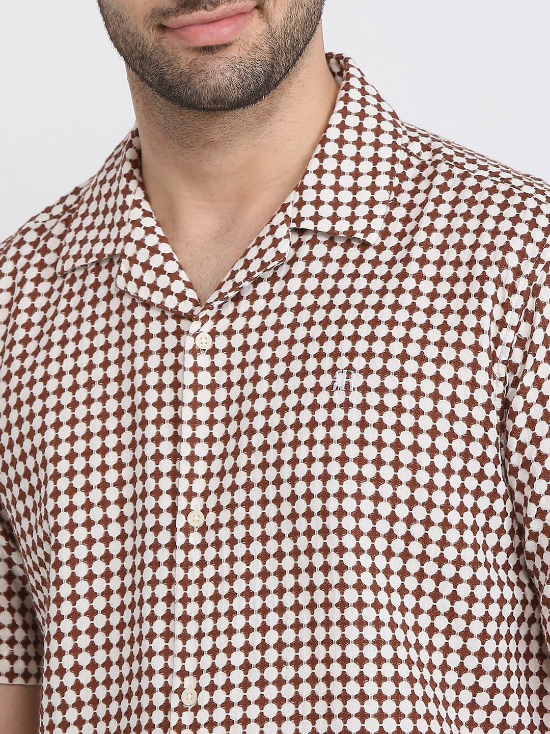 Raymond Men Brown Printed Regular Fit Cotton Casual Shirt