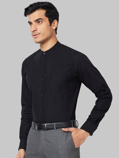 Raymond Black Solid Slim Fit Full Sleeve Cotton Shirt
