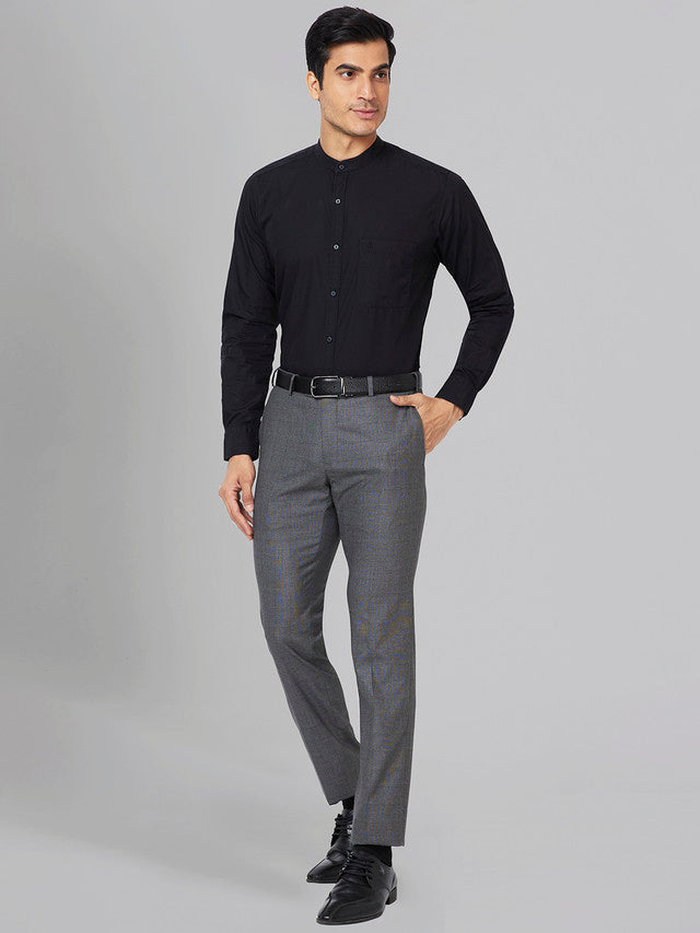 Raymond Black Solid Slim Fit Full Sleeve Cotton Shirt