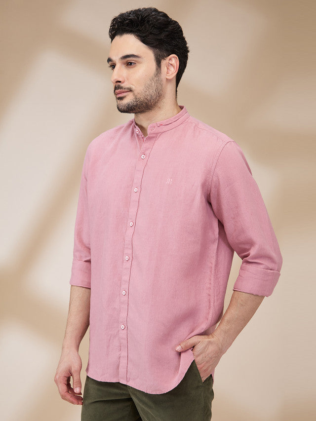 Raymond Men Pink Solid Regular Fit Linen Casual Shirt