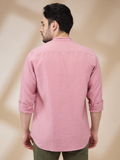 Raymond Men Pink Solid Regular Fit Linen Casual Shirt