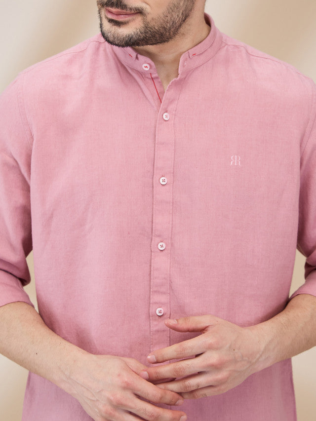 Raymond Men Pink Solid Regular Fit Linen Casual Shirt