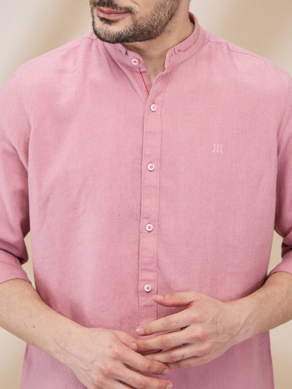 Raymond Men Pink Solid Regular Fit Linen Casual Shirt