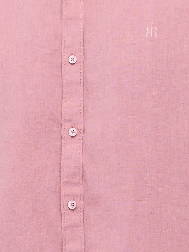 Raymond Men Pink Solid Regular Fit Linen Casual Shirt