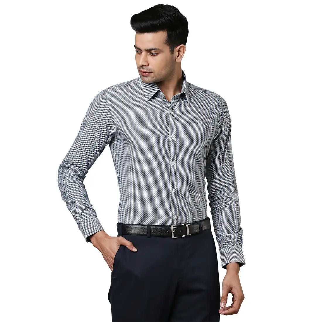 Men Green Slim Fit Stripe Cotton Shirts