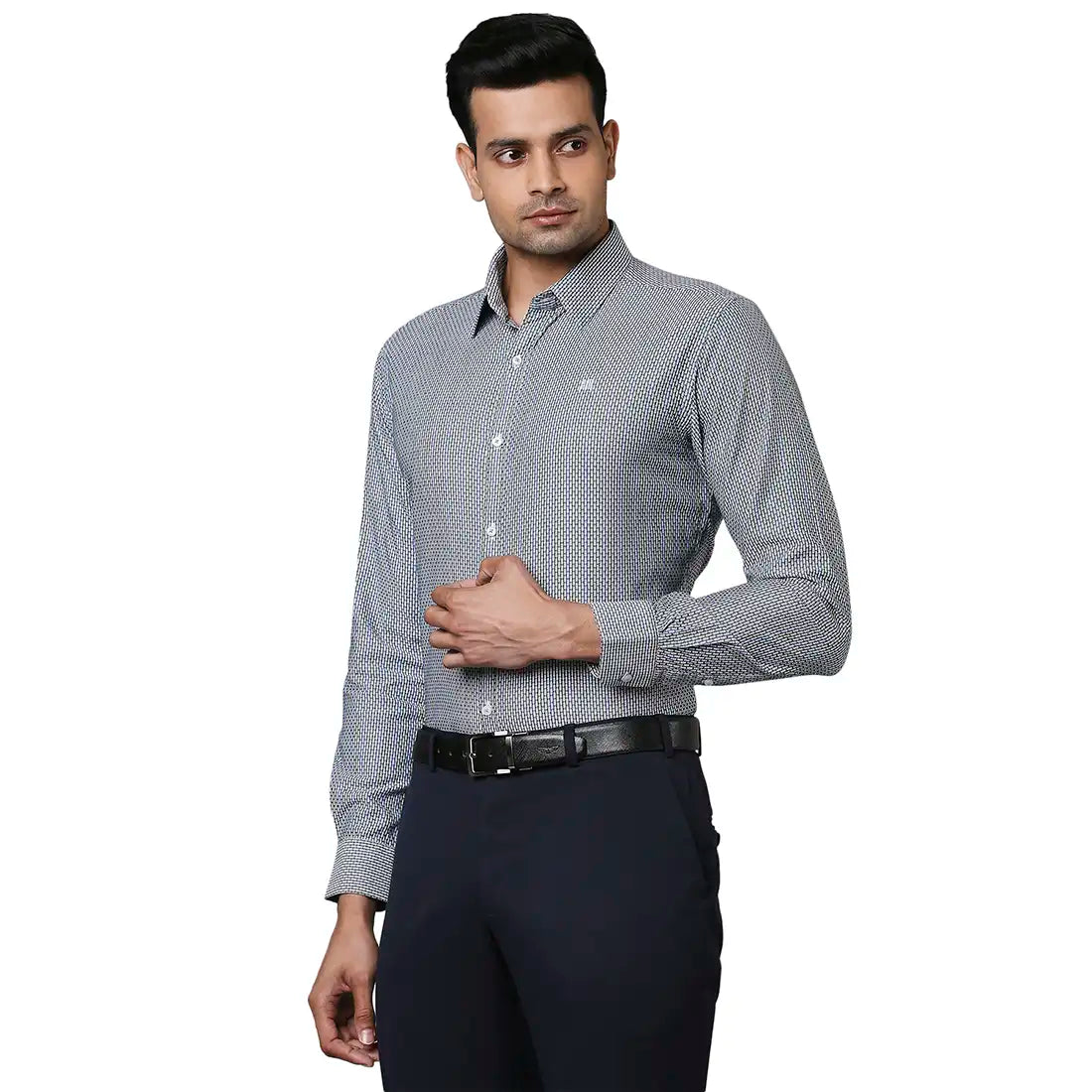 Men Green Slim Fit Stripe Cotton Shirts