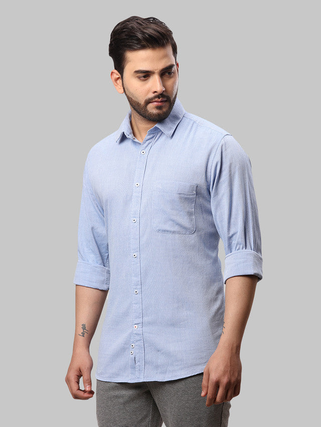 Raymond Blue Structure Slim Fit Full Sleeve Cotton Shirt