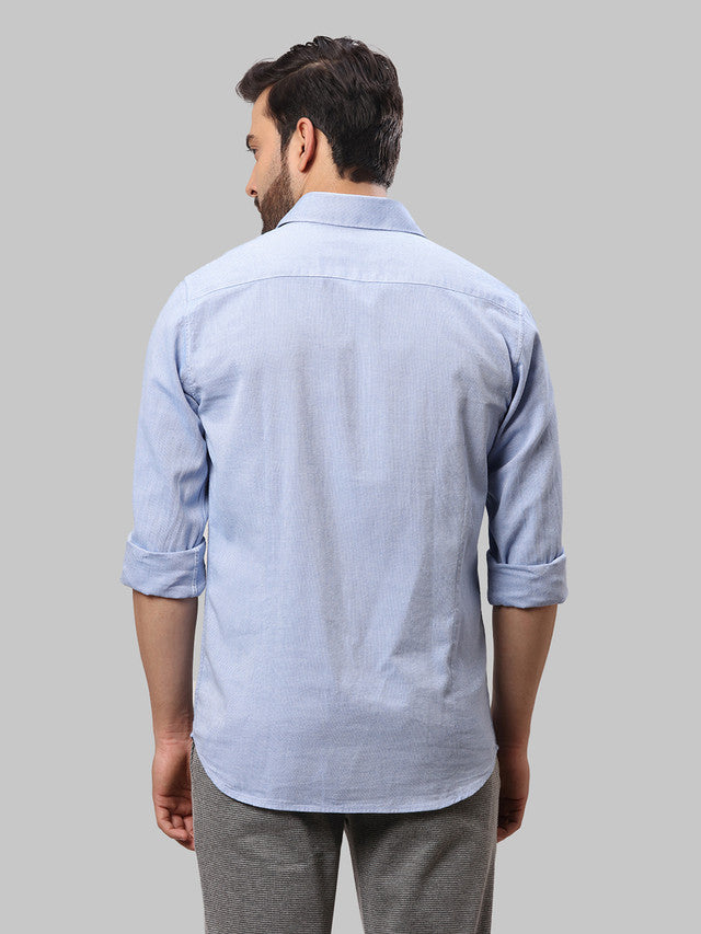 Raymond Blue Structure Slim Fit Full Sleeve Cotton Shirt