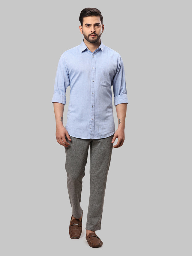 Raymond Blue Structure Slim Fit Full Sleeve Cotton Shirt