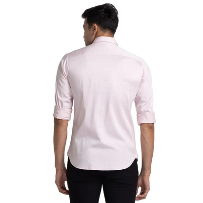 Raymond Men Pink Solid Slim Fit Cotton Blend Casual Shirt