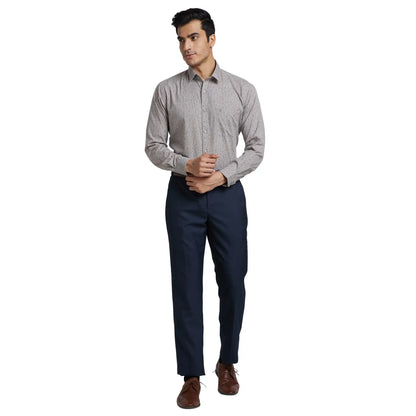Men Grey Slim Fit Print Cotton Shirts