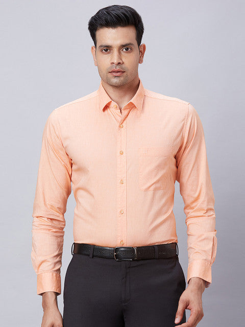 Raymond Men Orange Slim Fit Solid Regular Collar Shirt