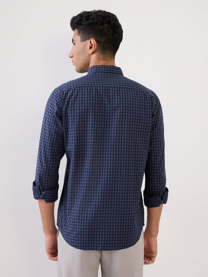 Raymond Men Grey Checks Regular Fit Cotton Full Sleeve Casual Shirt