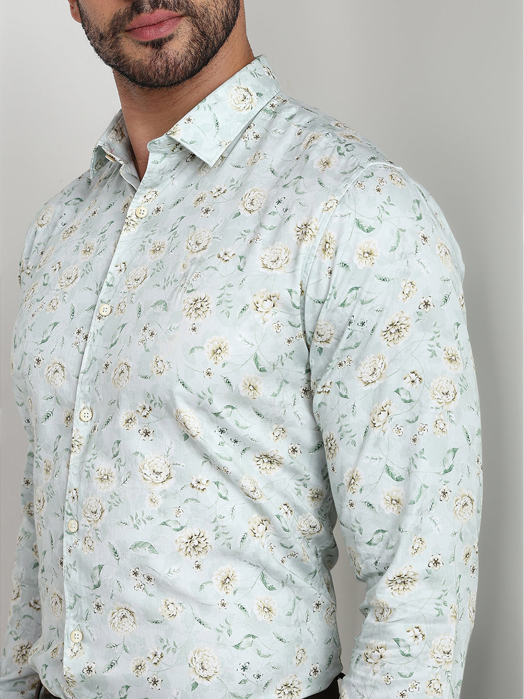 Raymond Men Green Solid Slim Fit Cotton Casual Shirt