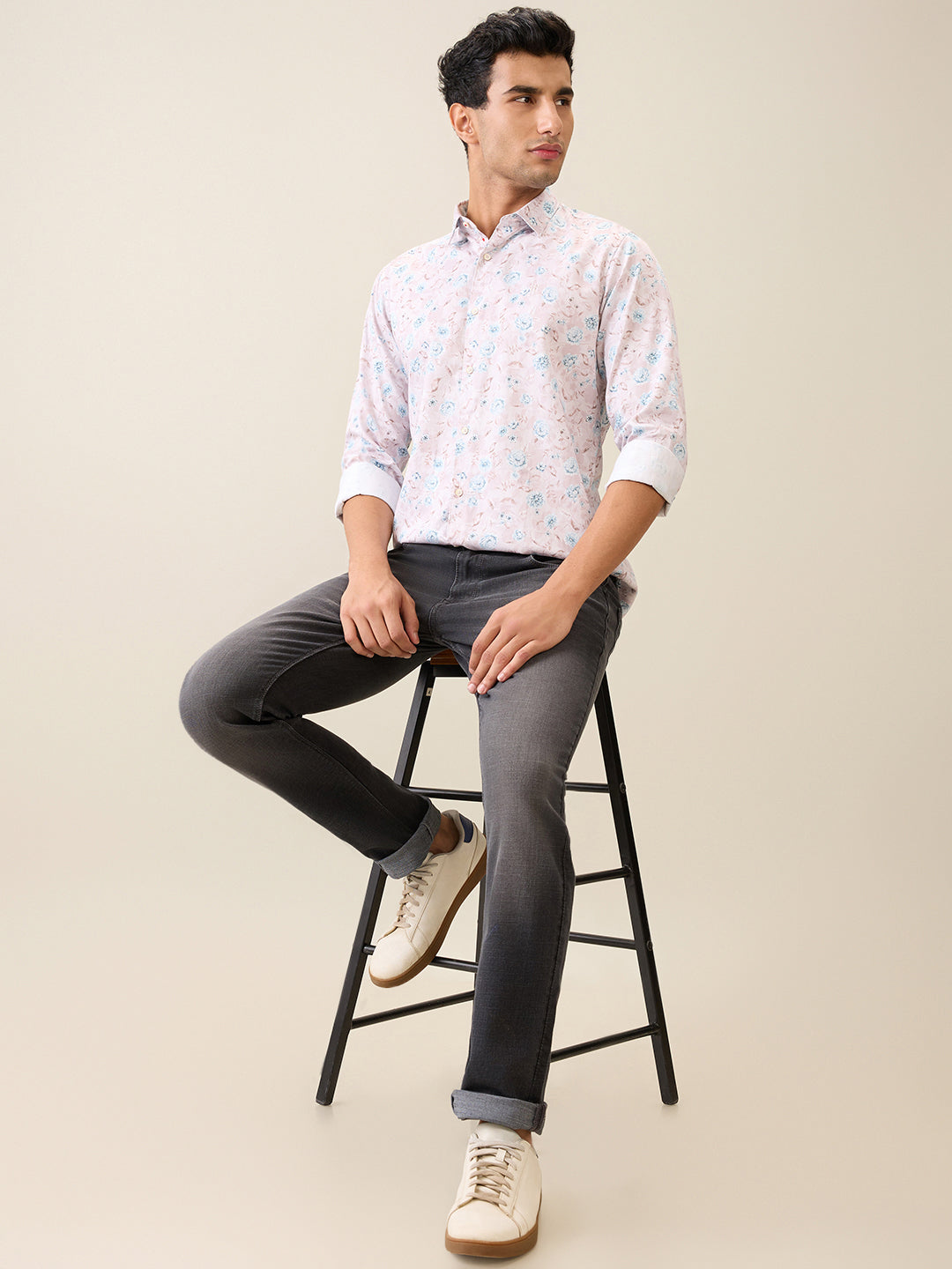 Raymond Men Brown Solid Slim Fit Cotton Casual Shirt