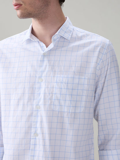 Raymond Men Blue Checks Slim Fit Cotton Full Sleeve Casual Shirt