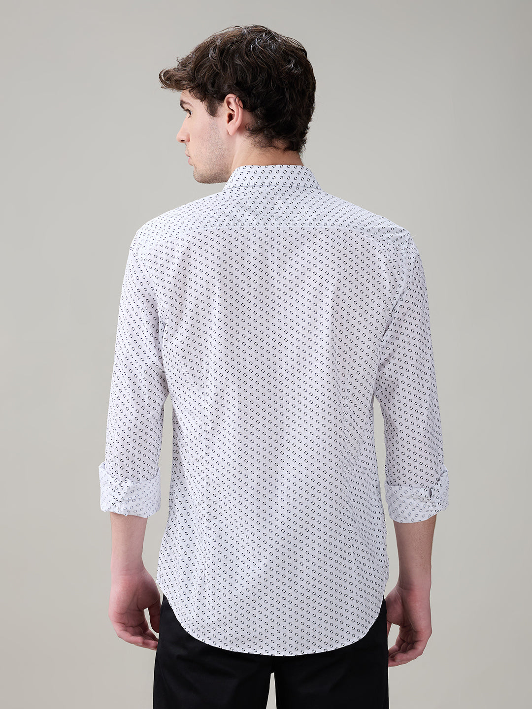 Raymond Men Brown Printed Slim Fit Cotton Full Sleeve Casual Shirt