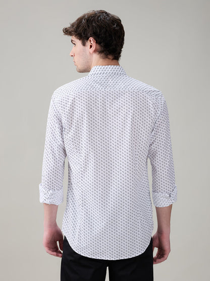 Raymond Men Brown Printed Slim Fit Cotton Full Sleeve Casual Shirt