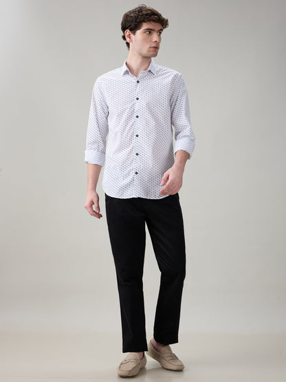 Raymond Men Brown Printed Slim Fit Cotton Full Sleeve Casual Shirt