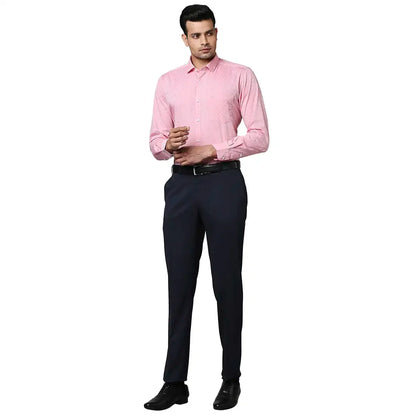Raymond Men Pink Jacquard Contemporary Fit Cotton Casual Shirt
