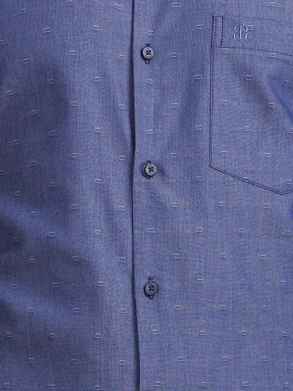 Men Blue Contemporary Fit Structure Cotton Shirts