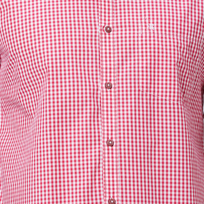 Men Red Contemporary Fit Checks Cotton Regular Collar Shirts